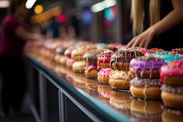 Exchange festival displays exclusive and colorful gourmet donuts., generative IA