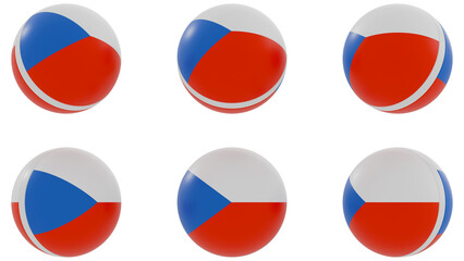 Ball with Czech Republic country flag on transparent background. PNG of spheres with Czech Republic national flag icon . 3d rendering 