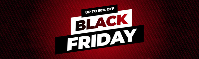 Black Friday sale banner design with dark background and red and black color theme. Limited time offer for special discount and offers. Vector illustration.