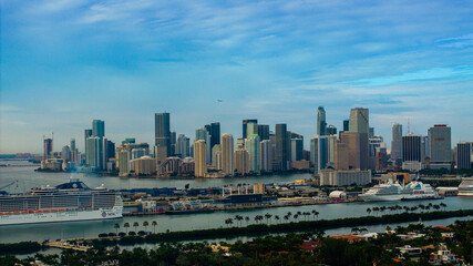 Drone view of Miami skyline 