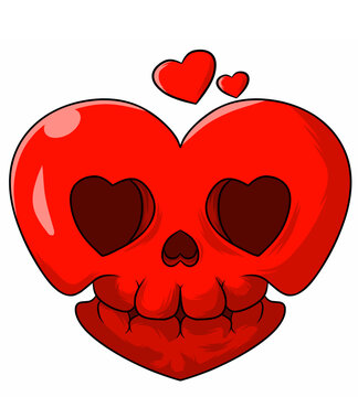 Cute love skull black and white for valentine's day vector image, valentine collection, skull collectiom