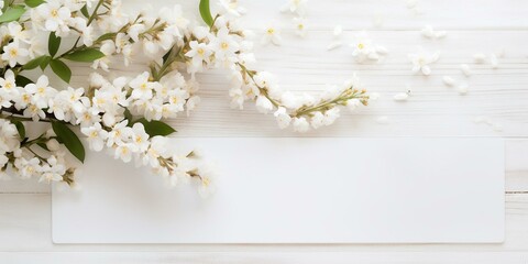 Elegant Composition with White Blossoms and Empty Card