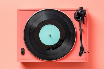 Retro Turntable on a Vibrant Pink Background