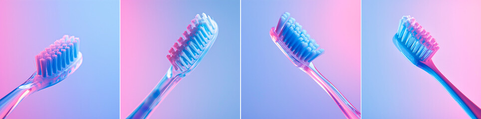 The image shows the beauty and elegance of a manual toothbrush. The pastel background adds a soft and soothing touch to the overall aesthetic. Ideal for advertising dental products or websites - obrazy, fototapety, plakaty