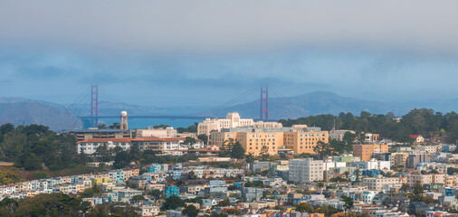 Fototapeta na wymiar Aerial view of the skyline of San Francisco, California, United States.