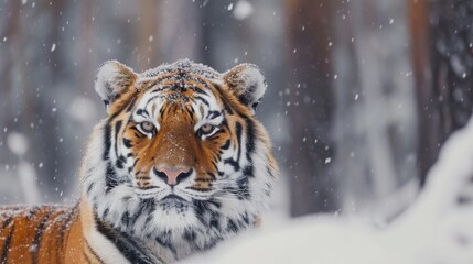 4k120 fps super slow motion video of big male Siberian tiger, panthera tigris altaica in cold winter forest after snowfall , national park Leopard Land, filmed on Nikon z9 high quality 8k camera   