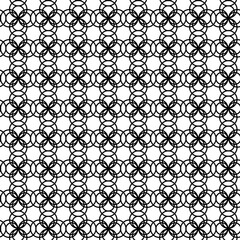 Vector seamless texture in the form of a lattice of black concentric circles on a white background
