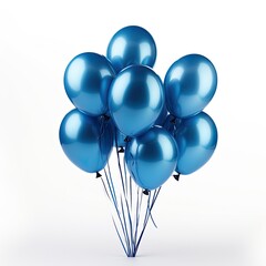 blue metallic balloons on white background