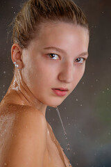Naklejka premium Beautiful Blond Young Model extremely pretty face