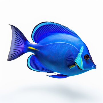 blue tang fish on white background
