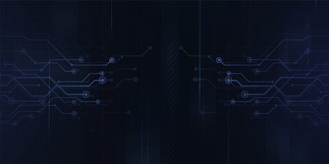 Digital technology futuristic internet network connection dark black background, blue abstract cyber information communication, Ai big data science, innovation future tech, line illustration vector 3d