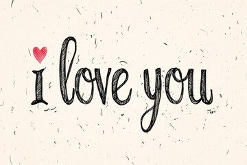 I love you. Hand drawn lettering. typography.