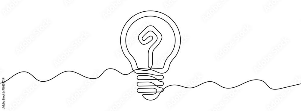 Wall mural continuous editable line drawing of light bulb. light bulb icon in one line.
