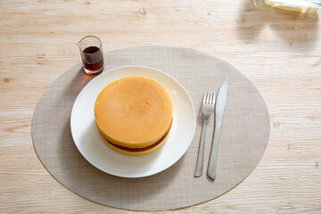 ホットケーキ、パンケーキ、ホームメイドのおやつ