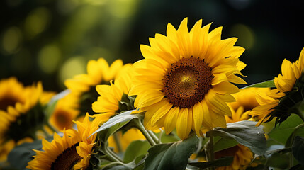 Obraz premium Sunflower (Helianthus annuus) isolated with sunflowers in the background