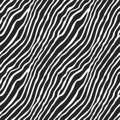 Vector seamless pattern from black and white wavy stripes, zebra skin pattern 