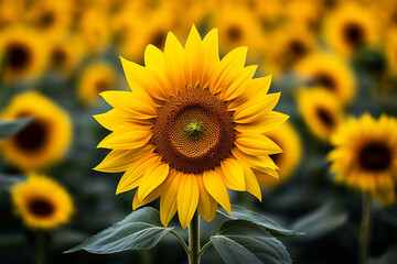 Obraz premium Sunflower (Helianthus annuus) isolated with sunflowers in the background