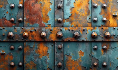 Industrial colored background with metal textures.