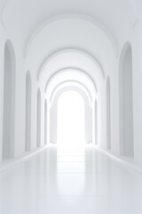 Fototapeta premium White empty interior with arches for your text or product product presentation with copy space, room mockup, white floor