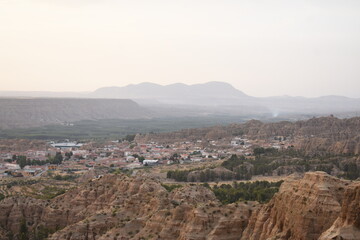 Fototapeta na wymiar the badlands in andalucia townscape