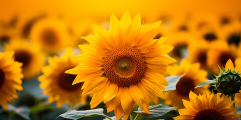 Obraz premium Sunflower (Helianthus annuus) isolated with sunflowers in the background