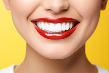 Obraz premium Smile makeovers teeth whitening, in the style of minimalistic compositions, spontaneous gesture, macro perspectives, light white