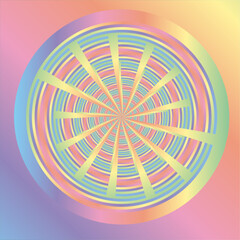 3d illustration multi-colored background in shades of delicate pastel colors, geometric composition formed by concentric circles in a target with depth effect for printing on canvas, fabric, furniture