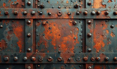 Industrial colored background with metal textures.