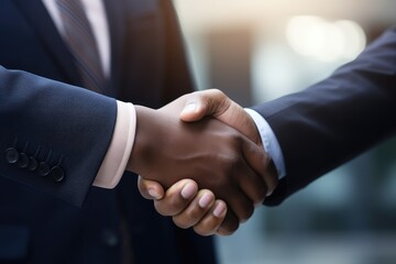 Sealing the Deal. Businessmen Firmly Handshaking in Agreement.