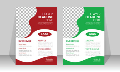 Modern leaflet design template simple & clean professional leaflet design with two color version available red & green version.