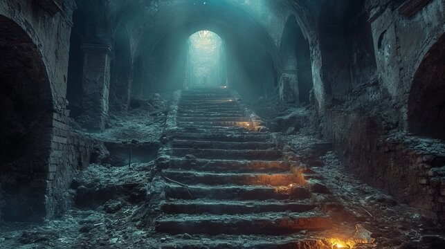 old scarry cellar with spooky ambient light