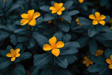 Fototapeta premium Enchanting Plant and Flower Pattern Wallpaper: Close Zoom, Detailed Leaves, Nature-Inspired Floral Elegance for a Stunning Aesthetic