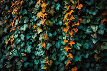 Enchanting Plant and Flower Pattern Wallpaper: Close Zoom, Detailed Leaves, Nature-Inspired Floral Elegance for a Stunning Aesthetic