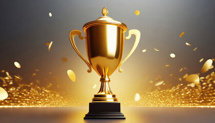 Fototapeta na wymiar Gold trophy best champion award on success prize winner