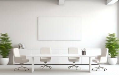 White office interior with mock up wall