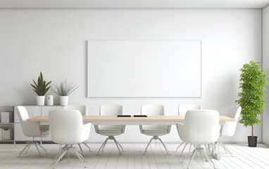 White office interior with mock up wall