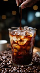 Hand of straw of cup of ice tea UHD wallpaper