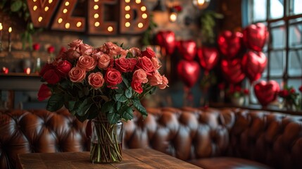 Fototapeta premium Romantic picture for valentine's day, valentine's day celebration