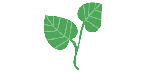 Branch With Leaves Cartoon Style Vector Illustration.