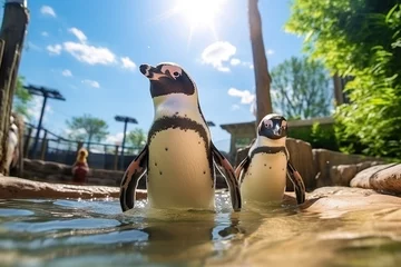 Wandaufkleber Group of penguins in the zoo © Alina