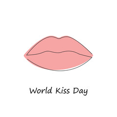 World kiss day drawn in one continuous line. One line drawing, minimalism. Vector illustration.