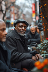 Obraz premium Elderly neighbors engaging in a friendly conversation outdoors, fostering a sense of community and shared camaraderie.