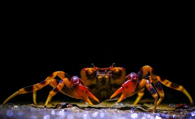 Fototapeta premium The only tree climbing endemic fresh water crab in Sri Lanka. (Ceylonthelphusa scansor)