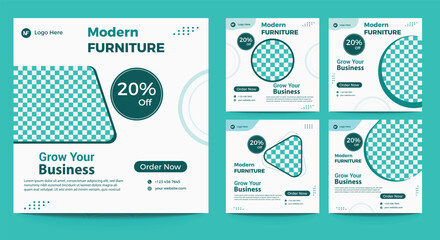 Modern furniture social media post template set. Social media poster, banner template design. Editable Corporate business poster template. - obrazy, fototapety, plakaty