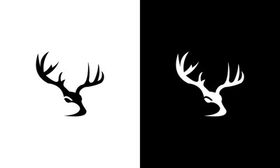 minimalist deer head logo design vector - obrazy, fototapety, plakaty
