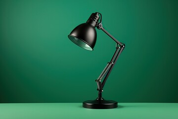 Modern style of black desk lamp on green background