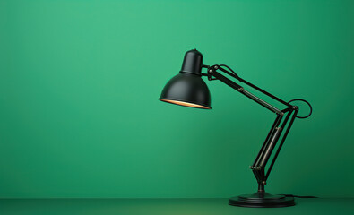 Modern style of black desk lamp on green background