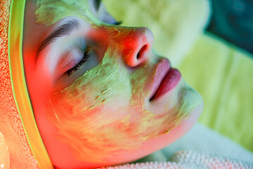 spa day with facial masks, rolled towels, lifestyle concept, generative ai