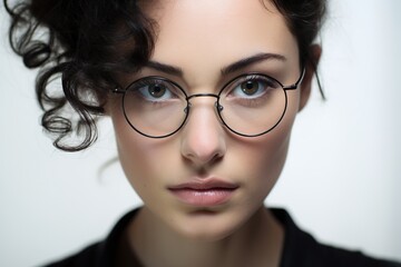 Fototapeta premium Closeup of young woman wearing eyeglasses