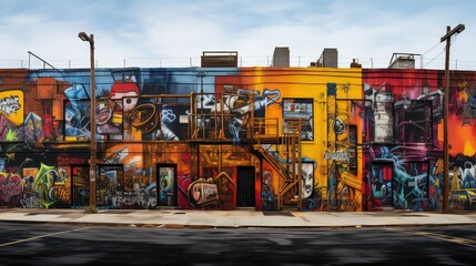 city urban industrial background illustration street graffiti, warehouse gritty, gritty gritty city...